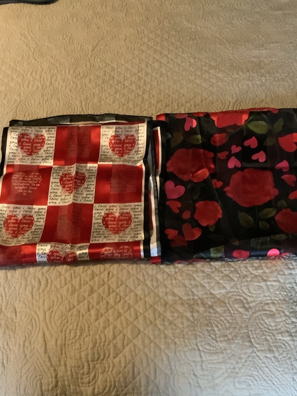 Women’s Heart and Rose Silk Scarves